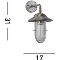 Searchlight Utendørs vegglampe Toronto, IP44, sølv, stål, glass, E27