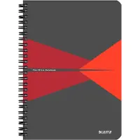 Leitz Office - Notisbok - spiralbundet - A5 - 90 ark / 180 sider - rutet - rød - kartong, polypropylen (PP)