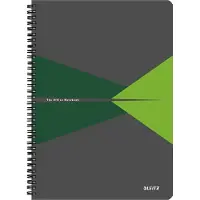 Leitz Office - Notisbok - spiralbundet - A4 - 90 ark / 180 sider - rutet - grønn - polypropylen (PP)