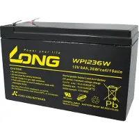 Long WP1236W Blybatteri 12 V 9 Ah Blyfleece (B x H x T) 151 x 102 x 65 mm Fladstik 6,35 mm Lav selvafladning, Vedligeholdelsesfri