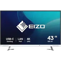 Eizo FlexScan EV4340X-WT - LED-skjerm - 42.5 - 3840 x 2160 4K @ 61 Hz - IPS - 350 cd/m² - 1000:1 - 5 ms - 2xHDMI, DisplayPort, USB-C - høyttalere - hvit