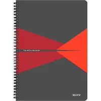 Leitz Office - Notisbok - spiralbundet - A4 - 90 ark / 180 sider - rutet - rød - kartong