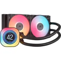 Corsair iCUE Link TITAN 240 RX LCD - Væskekjølesystem for prosessor - Radiatorstørrelse: 240 mm - (for: LGA1851, LGA1700, AM5, AM4) - kobber - 120 mm - svart