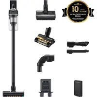 Samsung VS20C85G2TN, 2-i-1 stavstøvsuger, Uten pose, Kromfarget, Sort, Rektangulær, Tørr, Multi-syklonisk