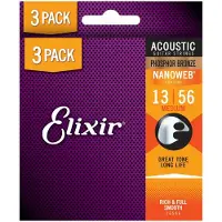 Elixir Phosphor Nanoweb Acoustic Strings 3 Pack 13-56