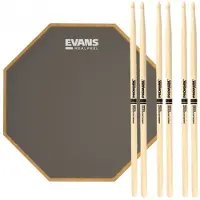 Evans RealFeel Apprentice Pad & Promark 5A Wood Tip Sticks 7