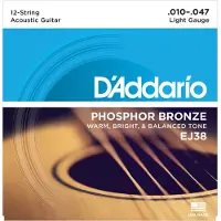 Daddario EJ38 12-String Phosphor Bronze Light 10-47