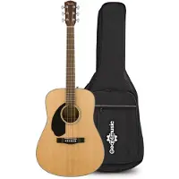 Fender CD-60S Left Handed Acoustic Natural & Padded Gig Bag Bundle
