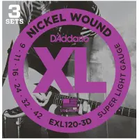 Daddario EXL120 3D Nickel Wound Super Light 9-42 x 3 Pack