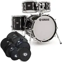 Yamaha Recording Custom 4-dels Skjellpakke Svart med Bager 