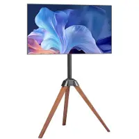 Vevor TV-stativ med stativ, for 40–65 tommers flatskjerm/buede TV-er opptil 49 kg, 18° venstre-høyre-rotasjon, bærbart TV-stativ med eikeben, for soverom, stue, studio, MAX VESA 600 x 400 mm