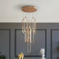 Schuller Valencia LED-hengelampe Colette, 9 lyskilder, rund, rosa gull