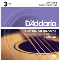 Daddario EJ26 3D Phosphor Bronze Custom Light 11-52 x 3 Pack