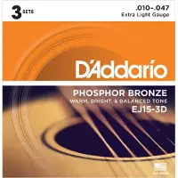 Daddario EJ15-3D Phosphor Bronze Extra Light 10-47 x 3 Pack