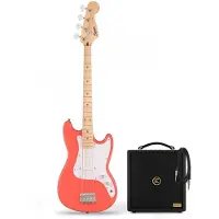 Squier Sonic Bronco Bass MN Tahitian Coral & Eden Orbiter 8 Bass Combo Amp