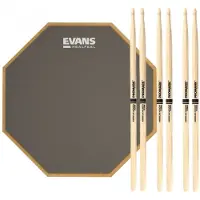 Evans RealFeel Apprentice Pad & Promark 5B Wood Tip Sticks 7