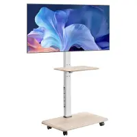 Vevor TV-stativ med hjul, mobil TV-tralle for 32–70 tommers skjermer, 25° venstre-høyre rotasjon og høydejusterbart TV-feste med skuff, holder opptil 36 kg for hjørne, soverom, utendørs, maks. VESA 60