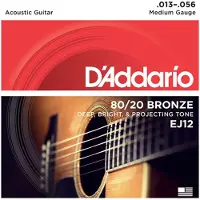 Daddario EJ12 80/20 Bronze Acoustic Guitar Strings Medium 13-56