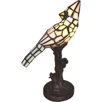 Clayre & Eef Bordlampe 5LL-6102N fugl, krem Tiffany-stil