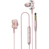 Dudao X15 Double Dynamic Musik Hørertelefoner 3.5mm Jack 1.2m Lyserød