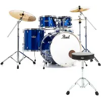Pearl Export 22" Am. Fusion Drum Kit Voltage Blue - Includes Free Stool