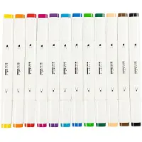 Creativ Company Tegnetusj, strek 1+8 mm, standardfarger, 12 stk./ 1 pk.