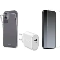 SBS oplader, cover og beskyttelsesglas-kit til iPhone 14 / 13