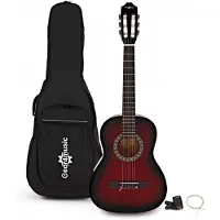 Gear4Music 3/4 Klassisk Gitar Redburst Pakke fra