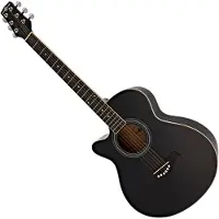 Gear4Music Single Cutaway Venstrehendt Akustisk Gitar fra Svart