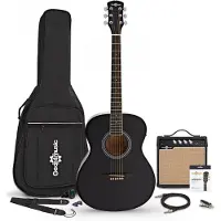 Gear4Music Student Elektroakustisk Gitar Svart 15W Akustisk Forsterker & Tilbehørspakke
