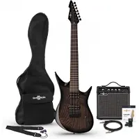 Gear4Music Harlem 7 Elektrisk Gitar + 15W Forsterkerpakke Trans Black