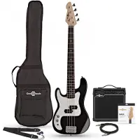 Gear4Music 3/4 LA Venstrehendt Bassgitar + 15W Forsterkerpakke Svart