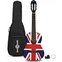 Gear4Music Junior 1/2 Klassisk Gitar Union Jack Pakke fra