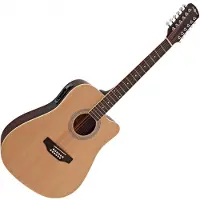 Gear4Music Dreadnought Cutaway 12-Strengs Elektroakustisk Gitar fra