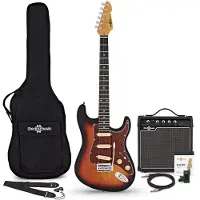Gear4Music LA Select Elektrisk Gitar Sunburst 15W Gitarforsterker & Tilbehørspakke
