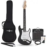 Gear4Music 3/4 LA Elektrisk Gitar Svart 10W Gitarforsterker & Tilbehørspakke