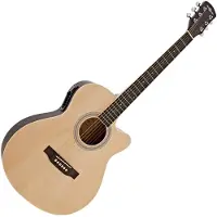 Gear4Music Single Cutaway Elektroakustisk Gitar fra Naturell