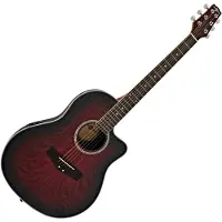 Gear4Music Deluxe Roundback Elektroakustisk Gitar fra Red Burst