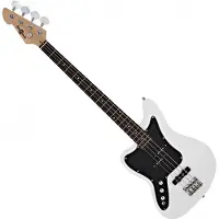 Gear4Music Seattle Left Handed Bass Guitar fra White