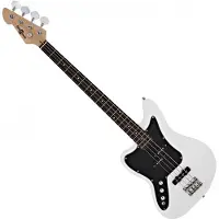 Gear4Music Seattle Left Handed Bass Guitar fra White
