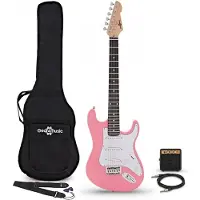 Gear4Music 3/4 LA Elektrisk Gitar Rosa Mini Gitarforsterkerpakke
