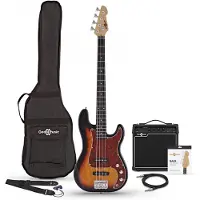 Gear4Music LA II Bassgitar  + 15W Forsterkerpakke Sunburst