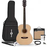 Gear4Music Student Elektroakustisk Gitar Naturell 15W Akustisk Forsterker & Tilbehørspakke