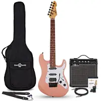 Gear4Music LA Select Modern Elektrisk Gitar Rosa 15W Gitarforsterker & Tilbehørspakke
