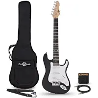 Gear4Music 3/4 LA Elektrisk Gitar Svart Mini Gitarforsterkerpakke