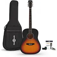 Gear4Music Dreadnought Akustisk Gitar & Tilbehørspakke fra Sunburst