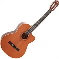 Gear4Music Deluxe Klassisk Gitar Single Cutaway fra Naturell