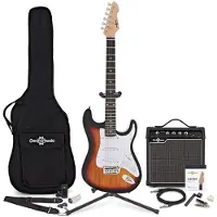 Gear4Music LA Elektrisk Gitar Sunburst 15W Gitarforsterker & Ultimat Tilbehørspakke