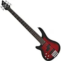 Gear4Music Chicago 5-Strengers Venstrehendt Bassgitar fra Trans Red