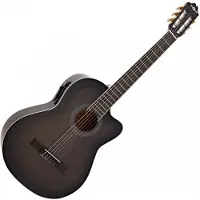 Gear4Music Deluxe Single Cutaway Elektro Klassisk Gitar fra Trans Black
